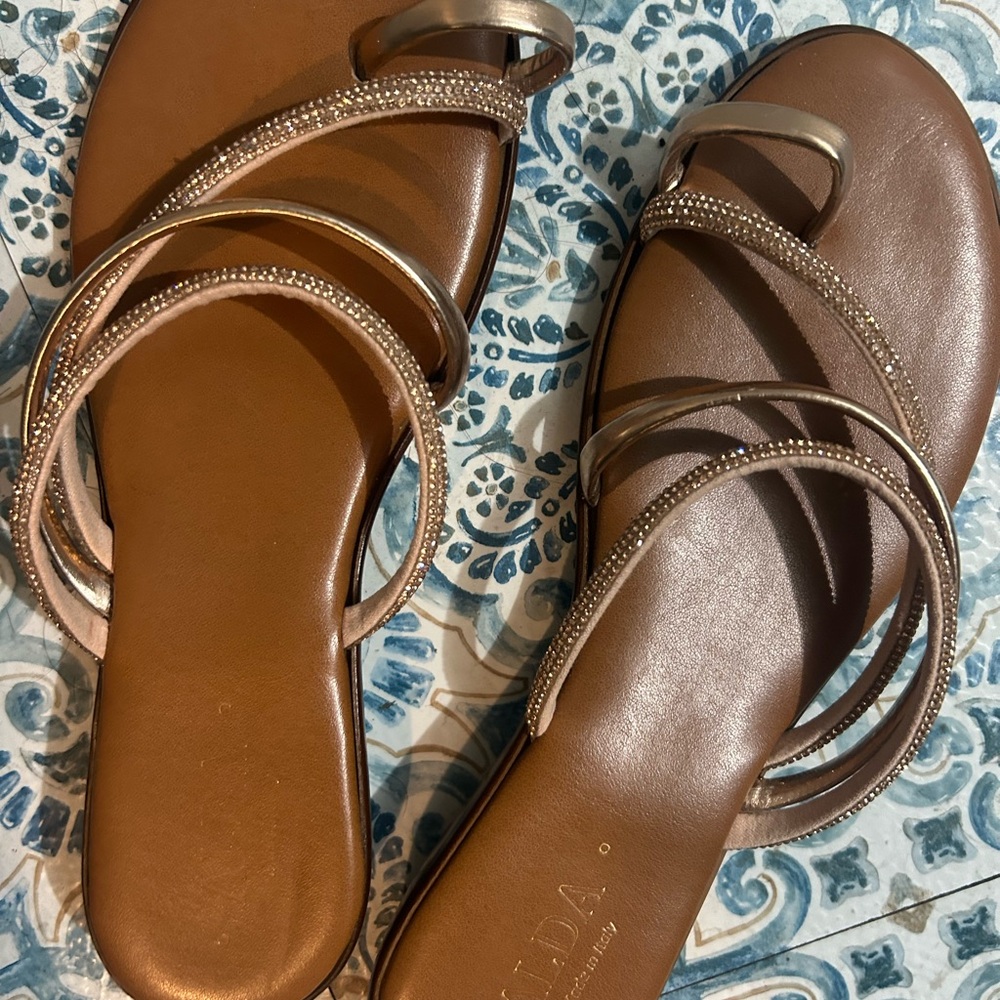 Aldo Brown and Gold Strappy Sandals